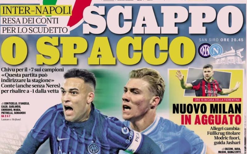 Dnesni tisk inter vs neapol scudetto na stole rotace milanu 1768122077922