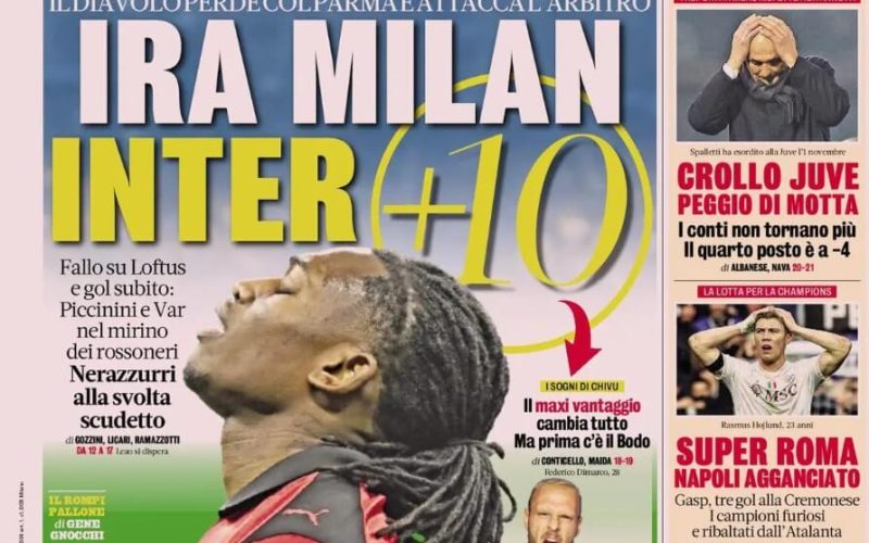 Dnesni tisk hnev milana selhani rozhodcich kolaps juventusu 1771837324982